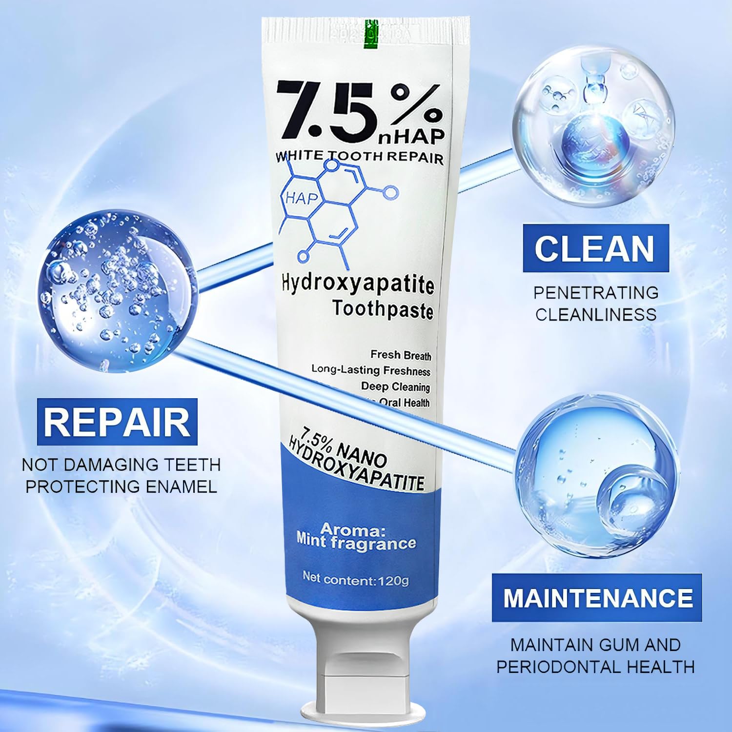 Fresh mint toothpaste in a 4.23 oz tube