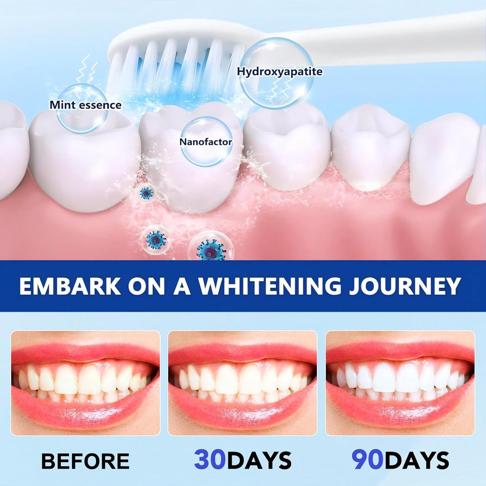 Product shot of mint toothpaste with 4.23 oz size