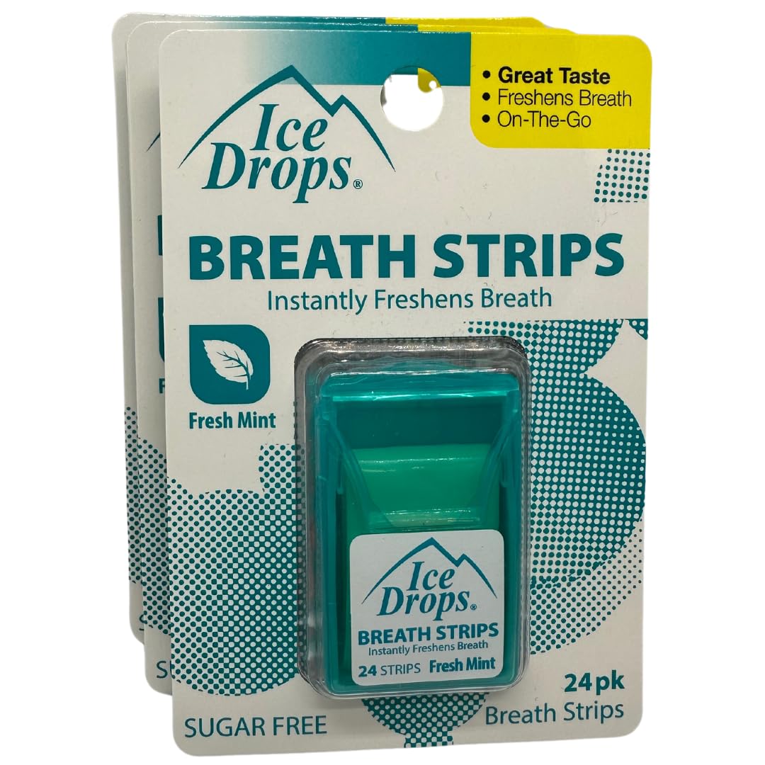 Fresh Mint Ice Drops Breath Strips 24-count Pack of 3 — front view