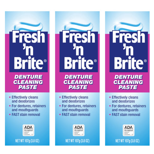 Fresh 'n Brite denture cleaning paste pack of 3 tubes (3.8 oz each)