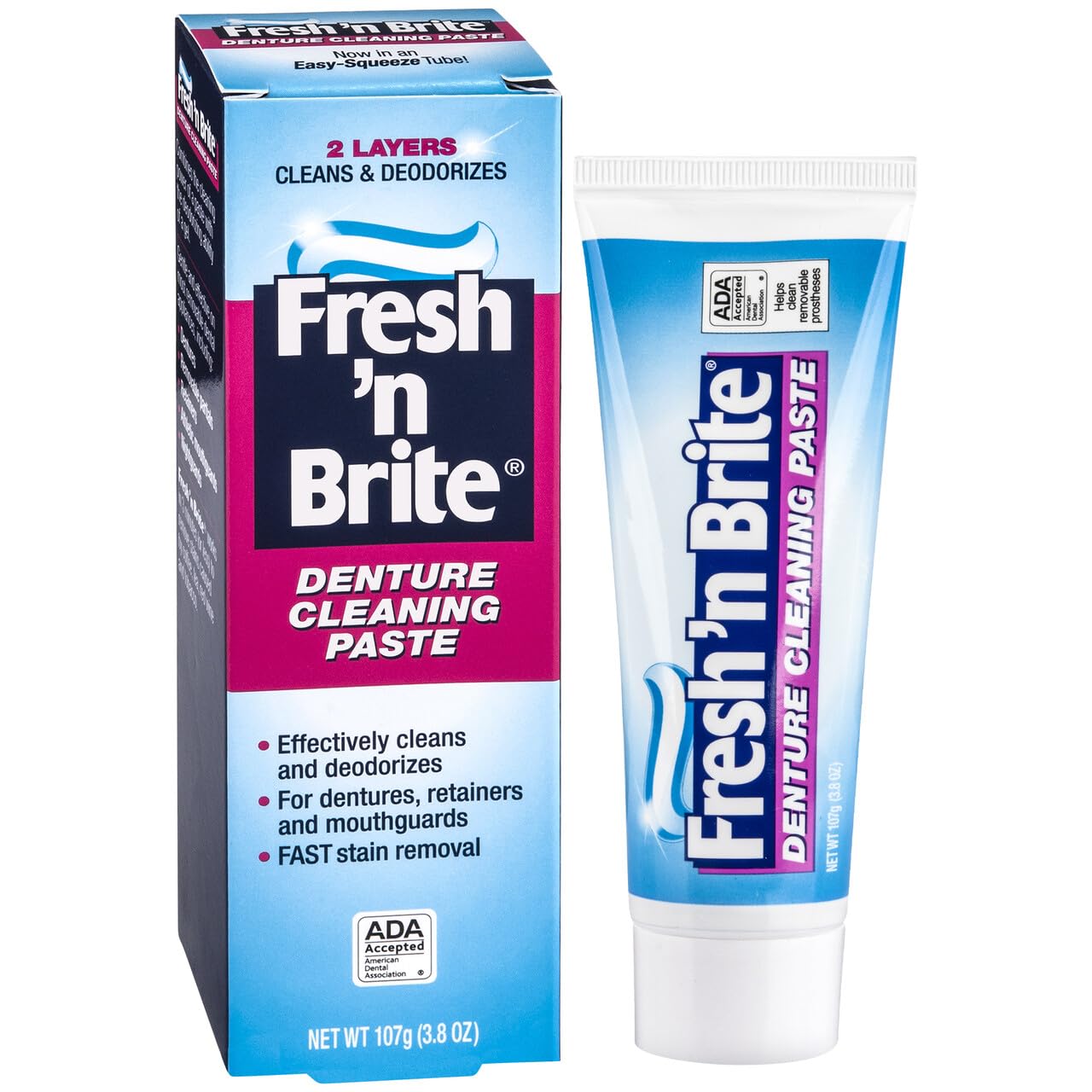 Minty gel texture close-up on the denture paste