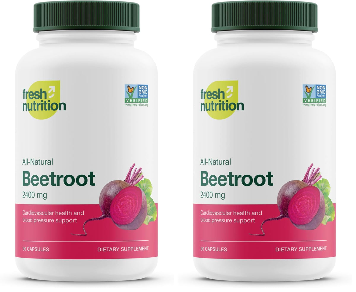 Front view of Fresh Nutrition Beet Root Capsules bottle