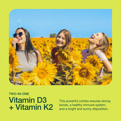Packaging box and bottle display for the Fresh Nutrition D3 + K2 product