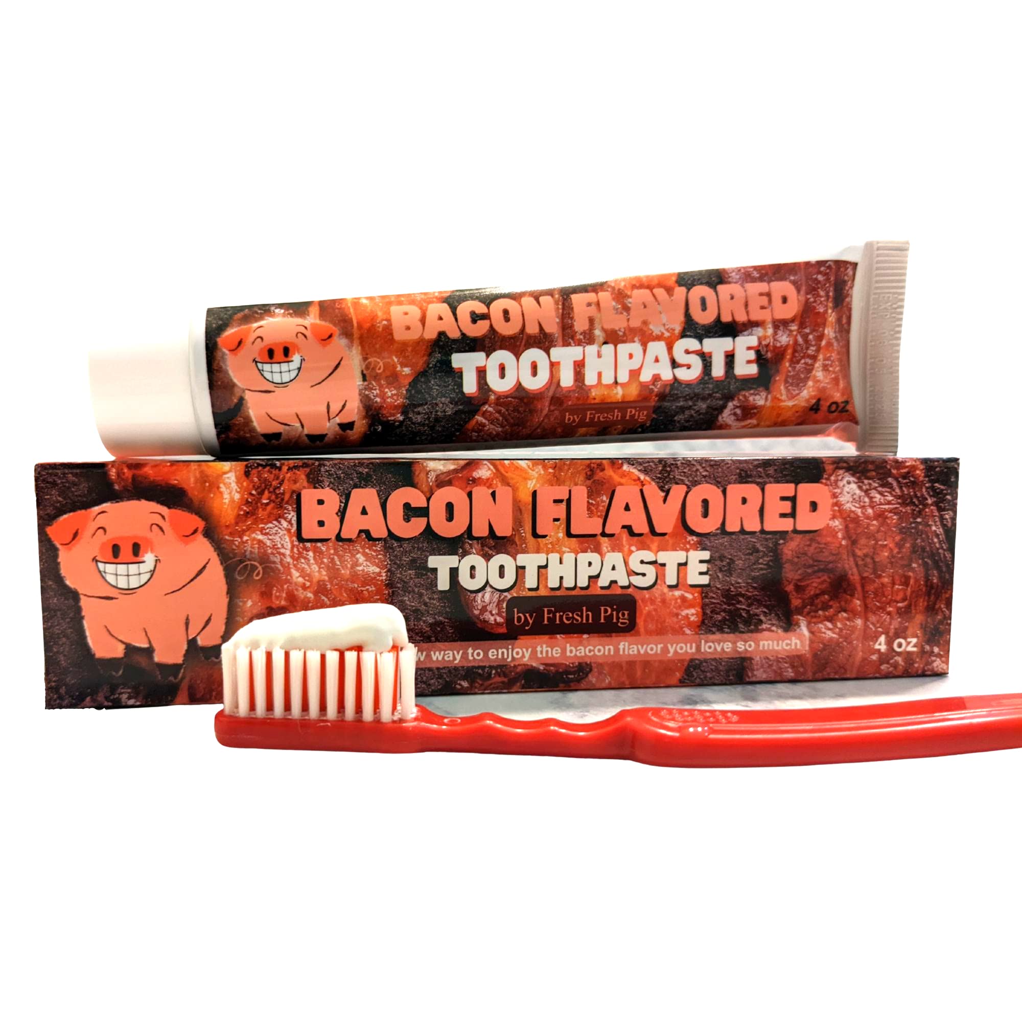 Fresh pig bacon toothpaste tube front view