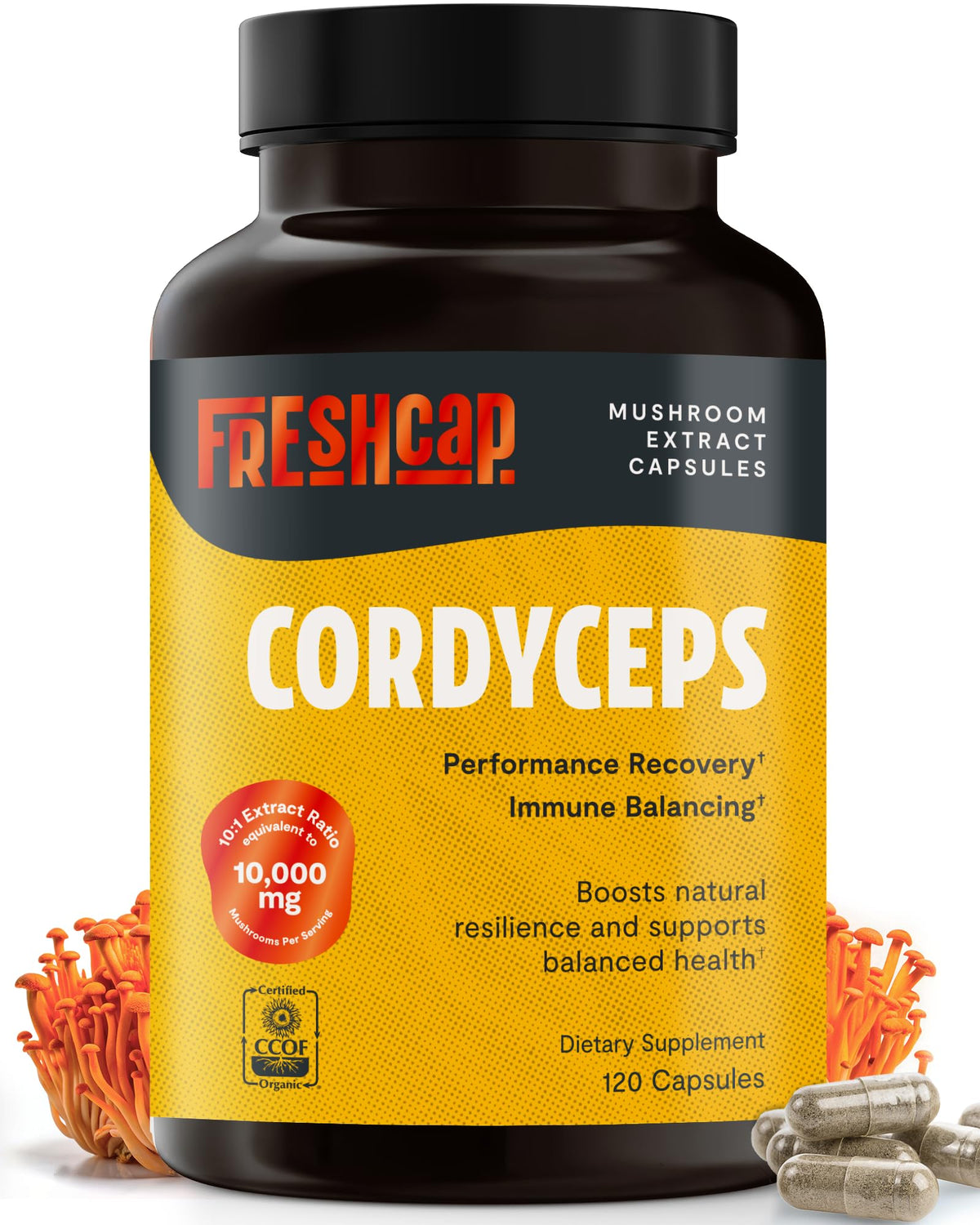 FreshCap Cordyceps capsules bottle with 120 capsules