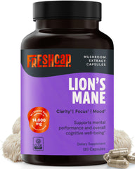 FreshCap Lions Mane capsules bottle front view for daily focus