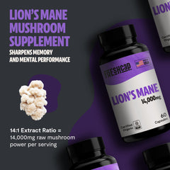 FreshCap Lions Mane ingredients panel on packaging