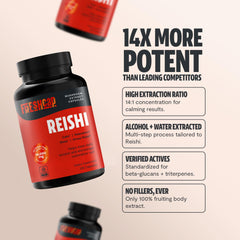 FreshCap Mushrooms Reishi label detail highlighting organic, dual-extracted formula