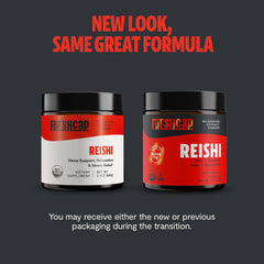 FreshCap Mushrooms Reishi powder scoop for easy daily dosing and routine.