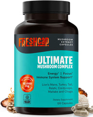 FreshCap Mushrooms Ultimate Mushroom Complex bottle with 120 capsules