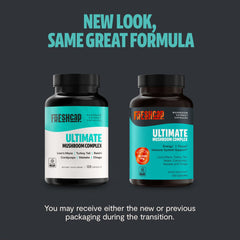Label highlighting 12,000mg mushroom complex per serving
