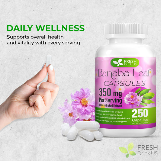 Product packaging for FRESHDRINKUS Banaba Capsules