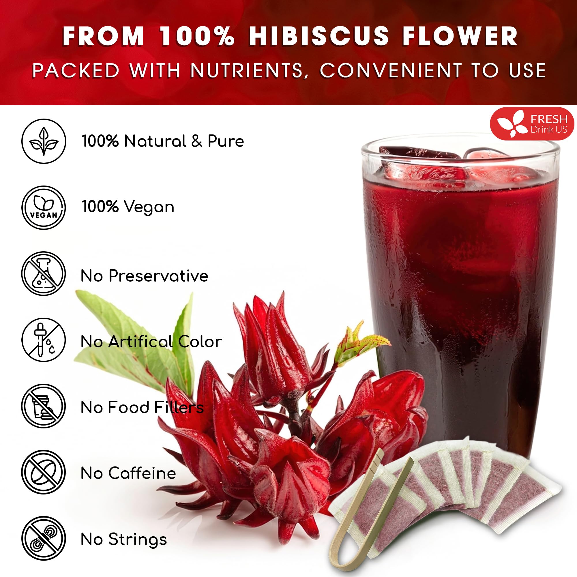 Sealed resealable bag of hibiscus flower tea bags