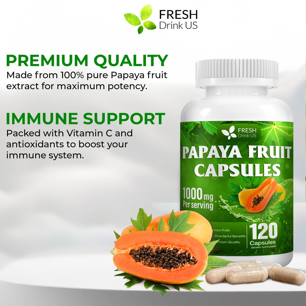 Ingredients and supplement facts for FRESHDRINKUS Papaya Capsules