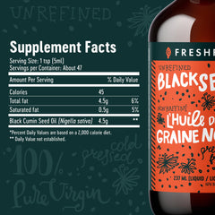 Ingredients and nutritional information for Freshfield Black Seed Oil