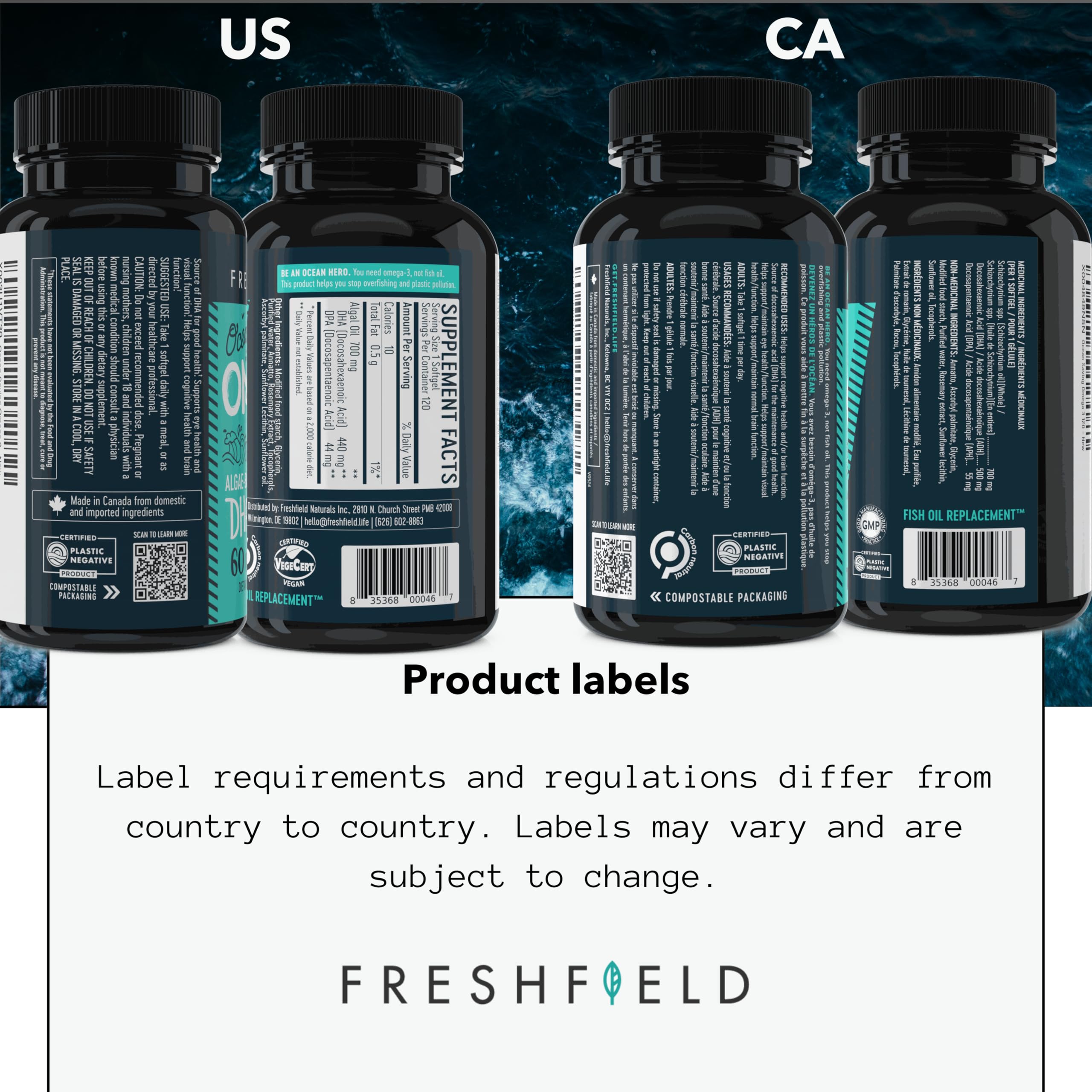 QR code on Freshfield bottle for disposal instructions