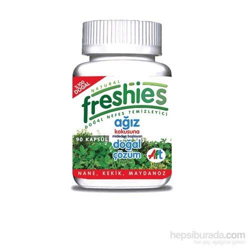 Freshies gel capsules for bad breath with organic peppermint and parsley oil (90-count).