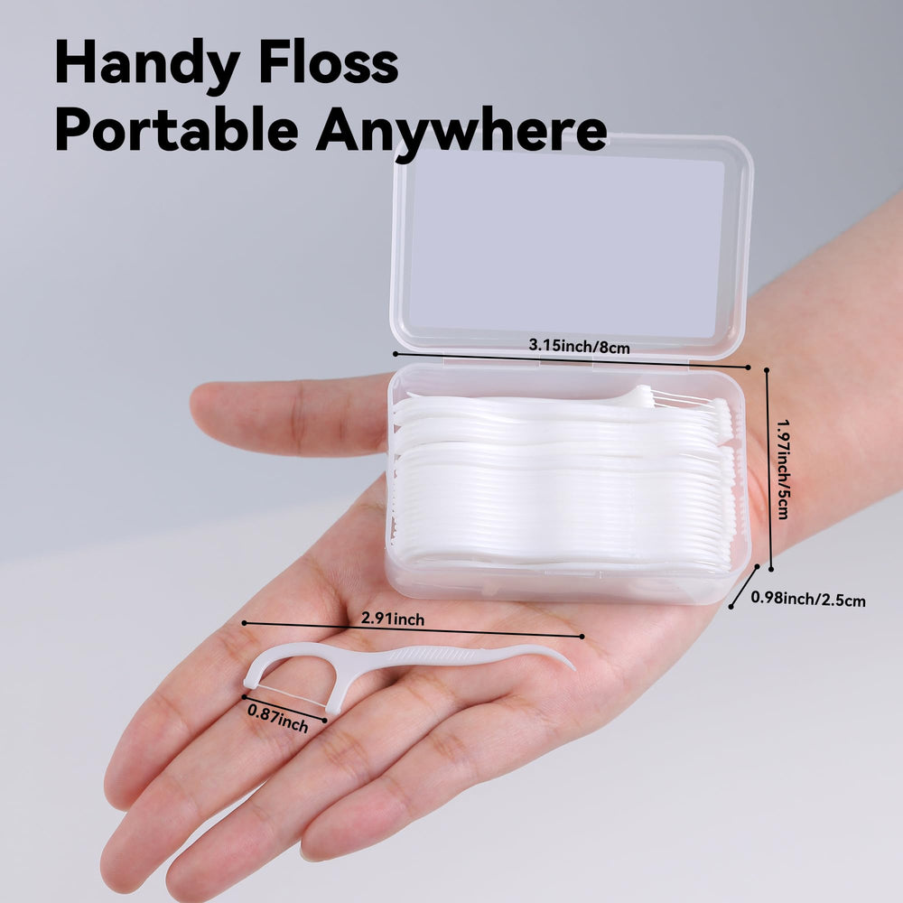 Close-up of floss pick showing high-tensile floss