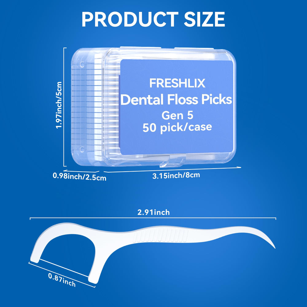 FRESHLIX floss picks packaging showing 10 travel cases