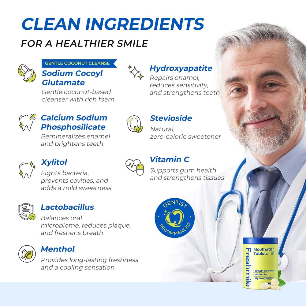 Mint-flavored Freshmile tablets delivering instant freshness