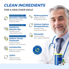 Nano-hydroxyapatite (NHA) and Xylitol ingredients in Freshmile tablets