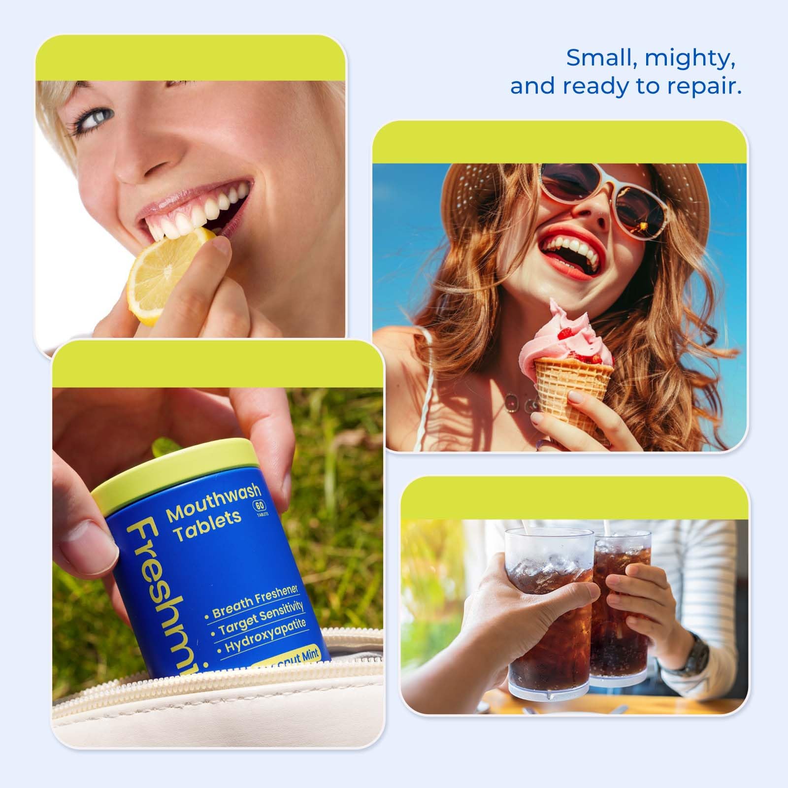 Whitening and enamel remineralization with Freshmile tablets