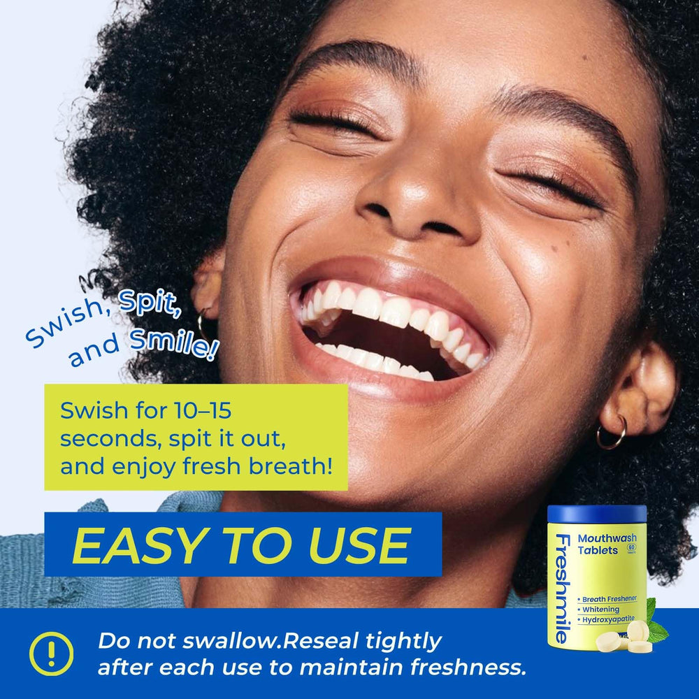 60-count Freshmile Travel Mouthwash Tablets package