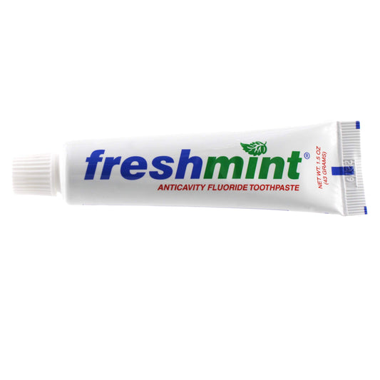 Freshmint 144-tube 1.5oz anticavity toothpaste packaging
