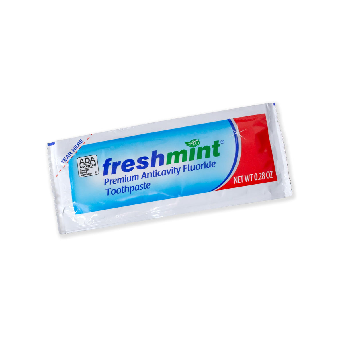 Freshmint 250-pack single-use toothpaste packets, 0.28 oz each, ADA Accepted