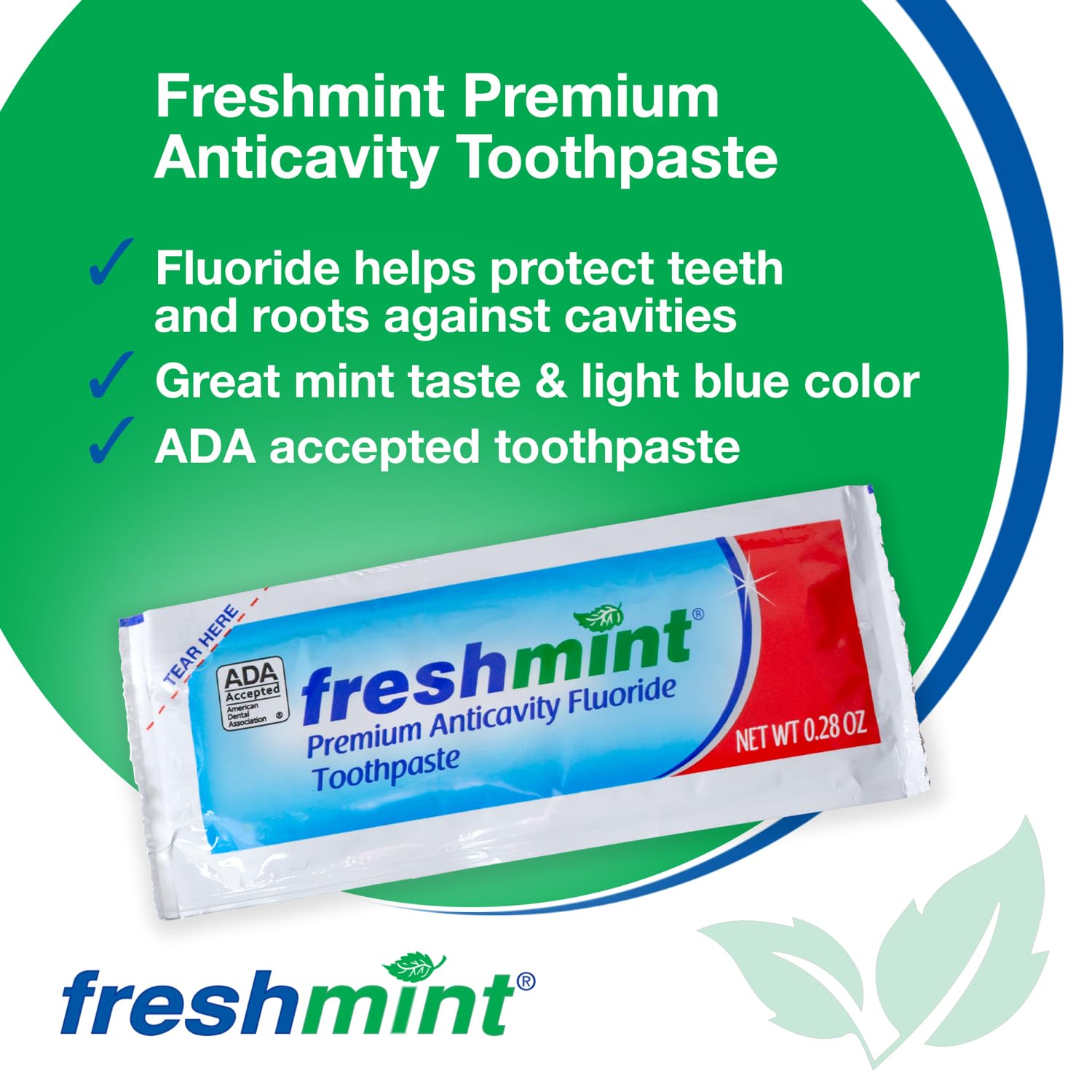 Active ingredient sodium fluoride 0.243% in Freshmint toothpaste