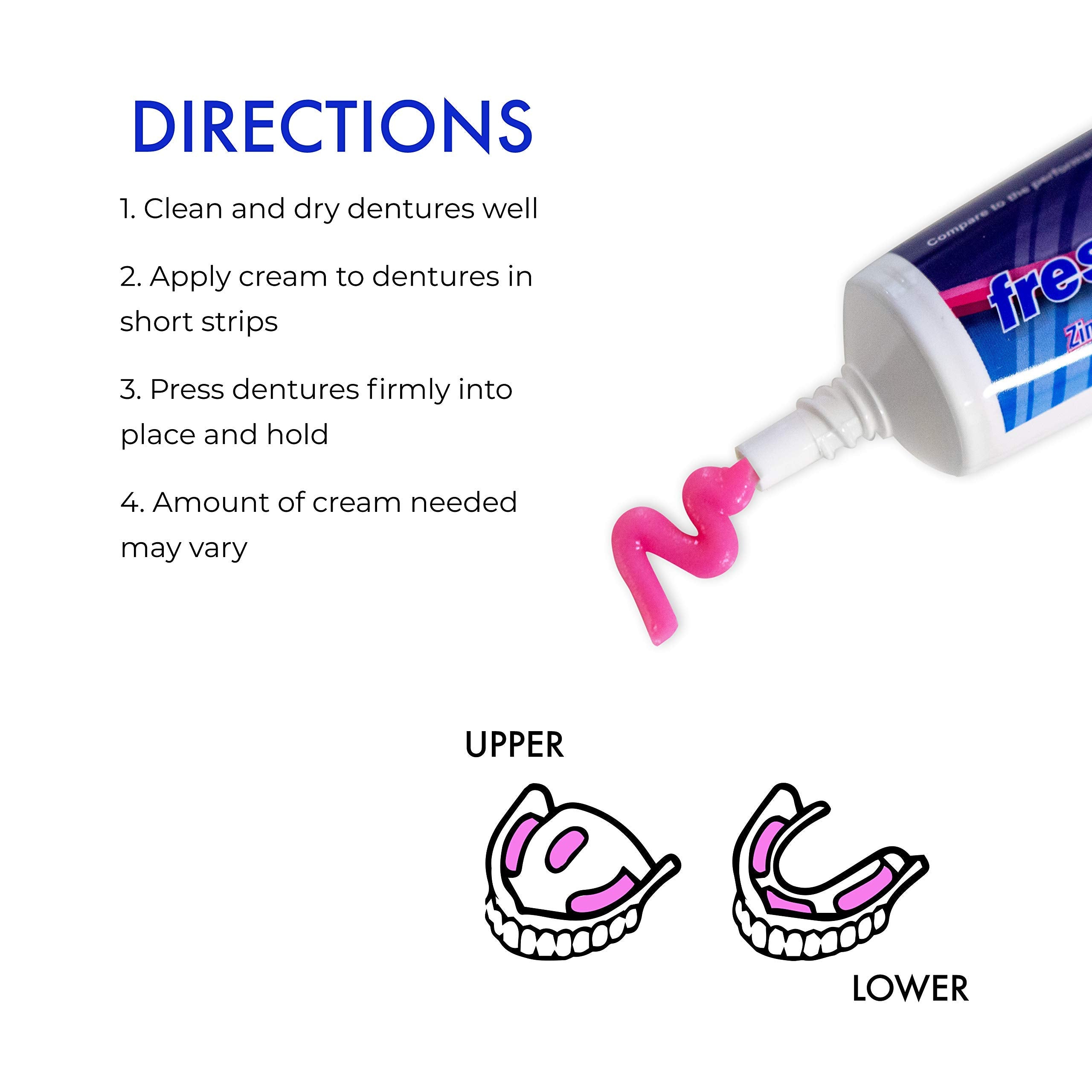 Close-up of Freshmint denture adhesive cream texture in tube