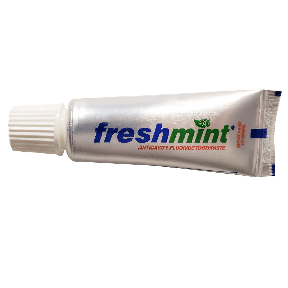 Freshmint toothpaste tubes in metallic packaging, 0.6 oz each, 144-pack