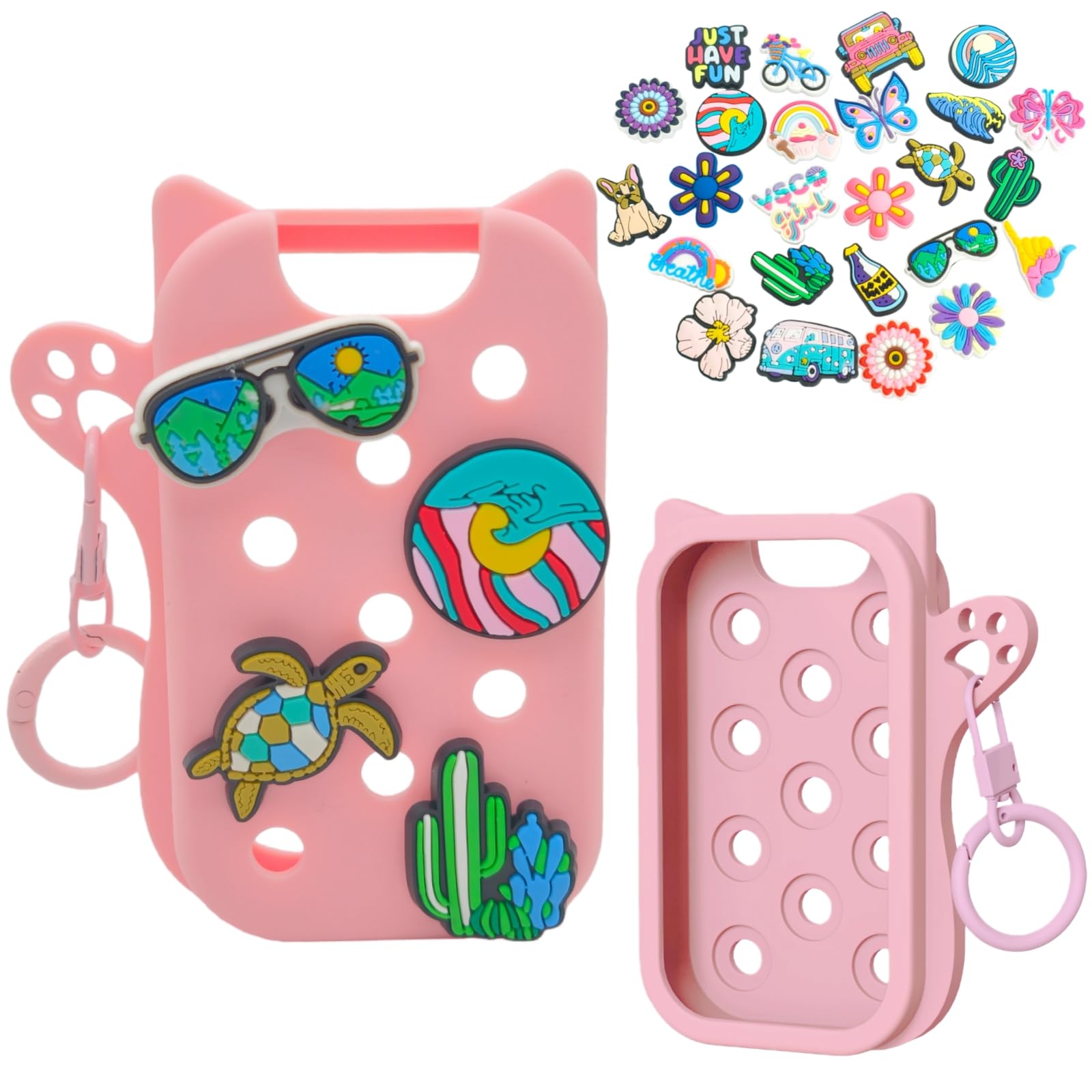 Frezonika hand sanitizer case with 25 cat charms for playful customization.