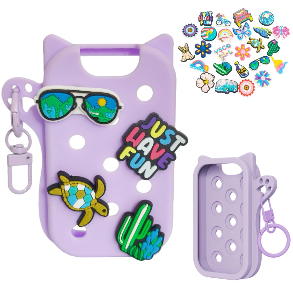 Frezonika Touchland croc holder with cat charms for customizable style.