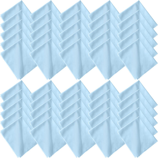 Blue microfiber cleaning cloth for glasses, size 7x6 inches