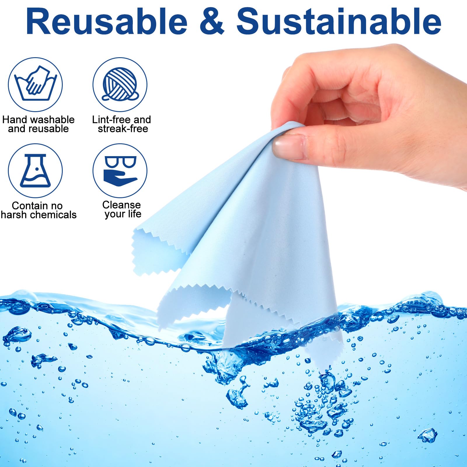 Bulk pack of 50 microfiber cloths in blue for lenses and screens