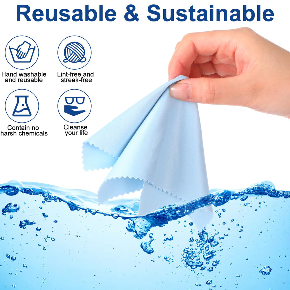 Bulk pack of 50 microfiber cloths in blue for lenses and screens