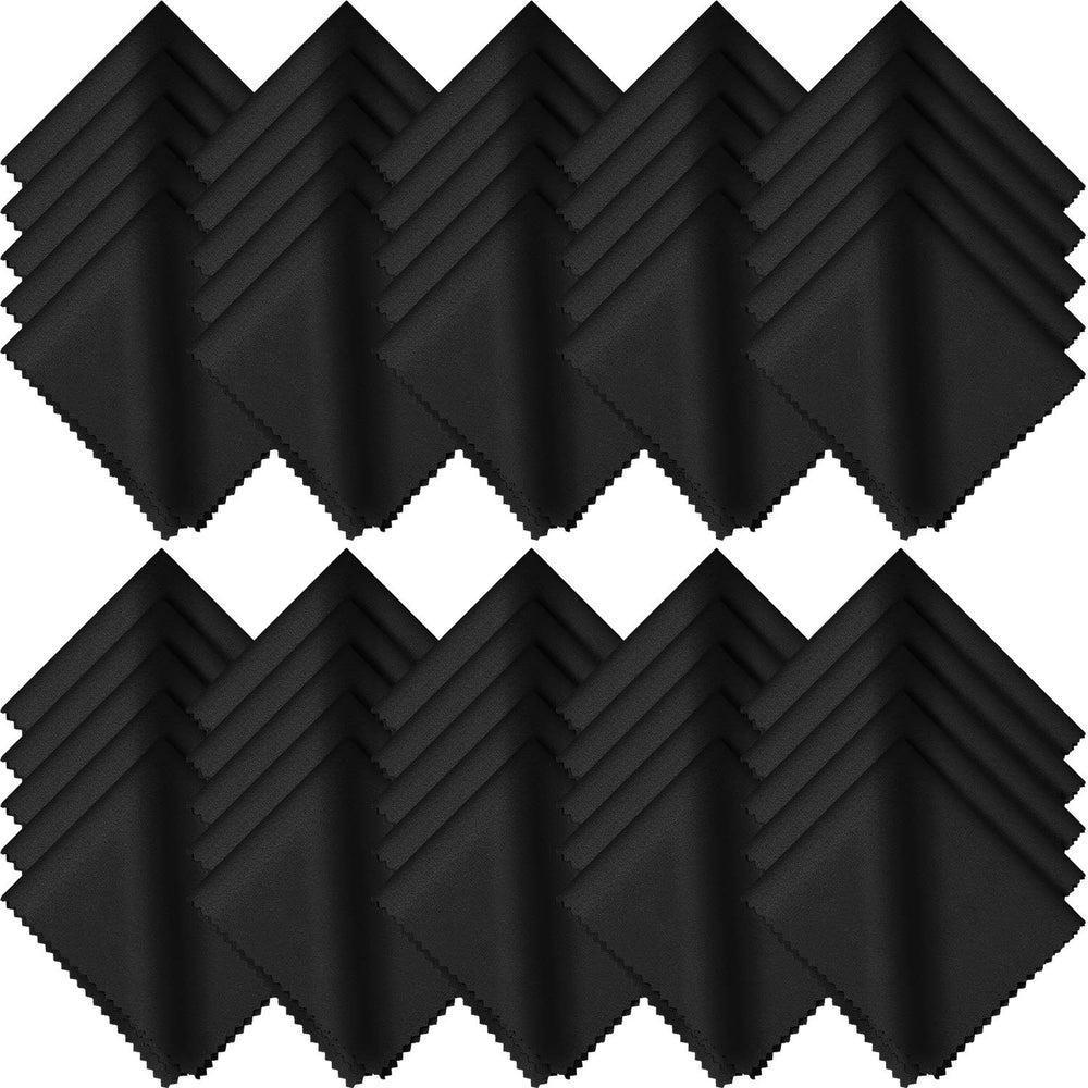 Frienda 50-pack microfiber cleaning cloths for glasses, black, 7x6 inches