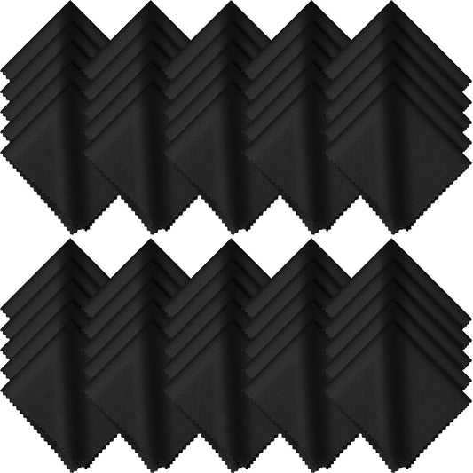 Frienda 50-pack microfiber cleaning cloths for glasses, black, 7x6 inches
