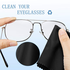Sunglasses cleaned with microfiber cloth