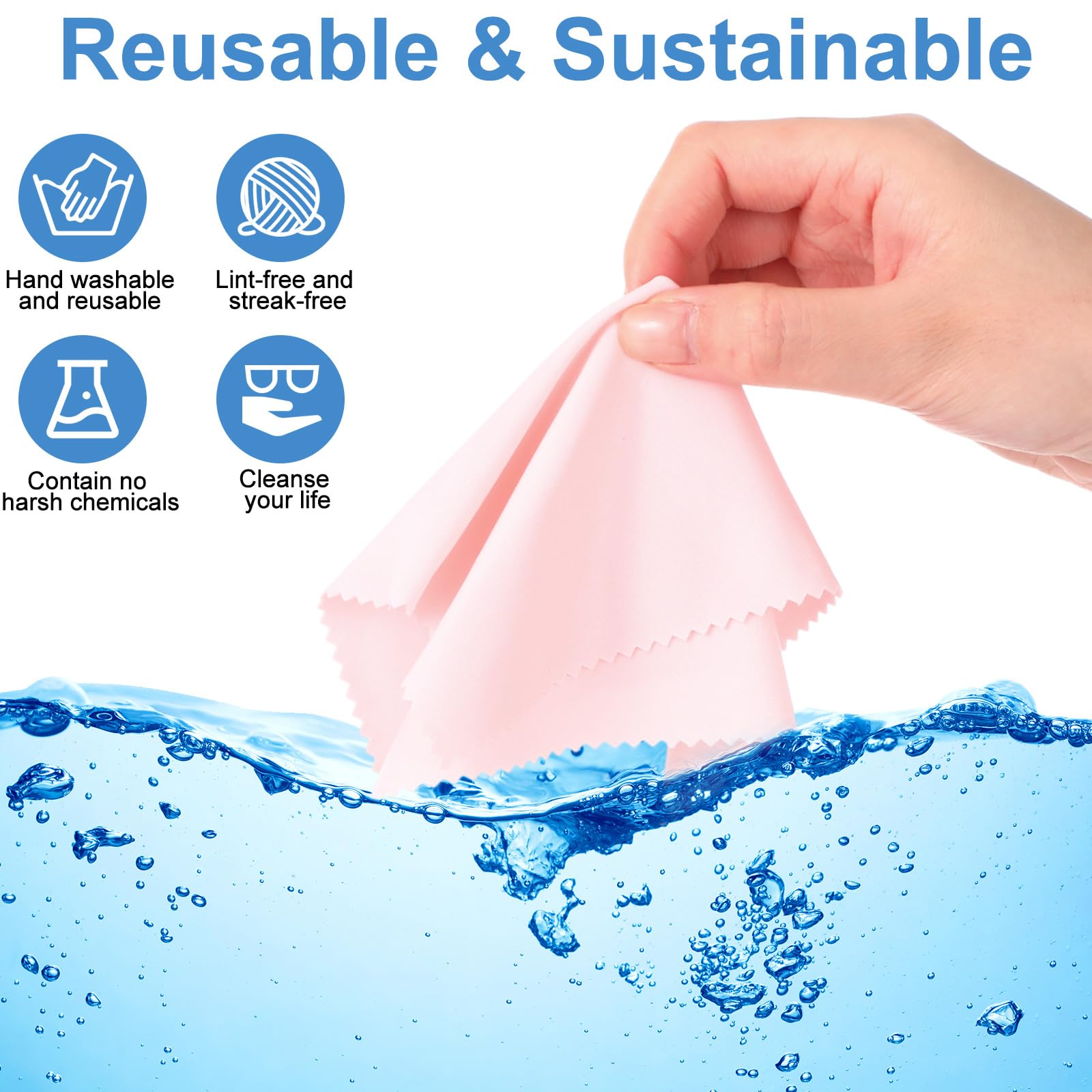 Bulk pack microfiber cleaning cloths for glasses and lenses - 7x6 in - light color