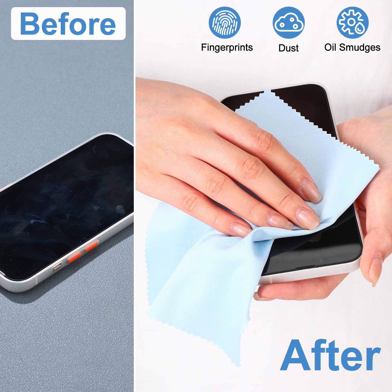 Microfiber cleaning cloth for phone and tablet screens - 7x6 in - light color