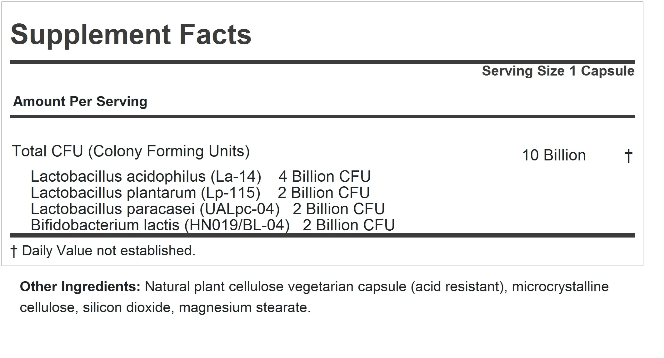 Graphic showing five probiotic strains included in Friendly Flora