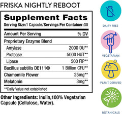 FRISKA Nightly Reboot packaging box and bottle setup for easy nightly use.