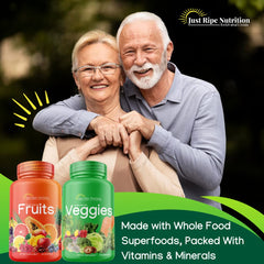 Front packaging of Just Ripe Nutrition fruits and veggies supplement