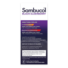 Front of Sambucol 4 oz elderberry syrup packaging