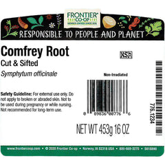 Cut and sifted comfrey root suitable for topical preparations