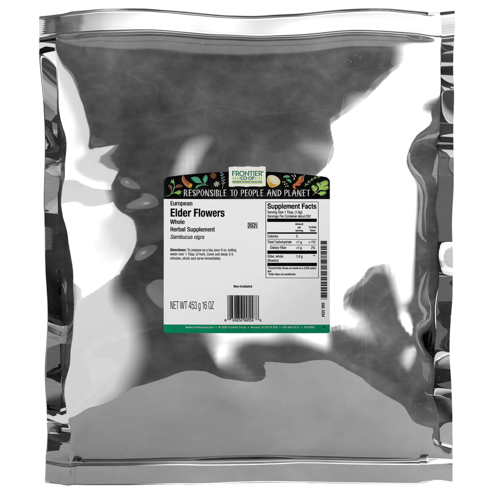 Frontier Co-op Dried Elder Flowers 1lb Bulk Bag - European elderflower for culinary and herbal use