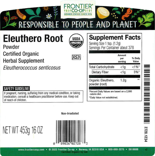 Eleuthero Root Powder - Organic and Kosher, Frontier Co-op