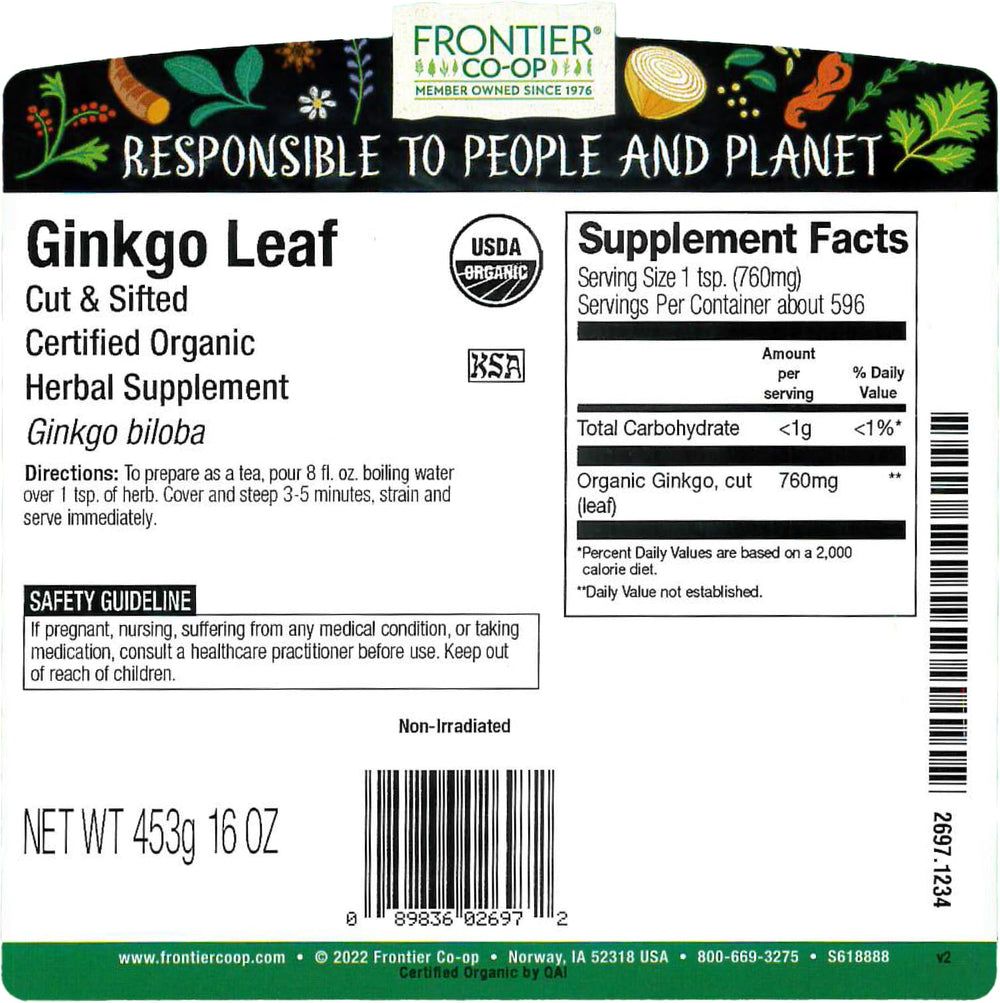 Cut and sifted ginkgo leaves ready for beverages and recipes